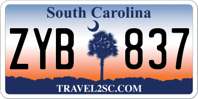 SC license plate ZYB837