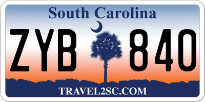 SC license plate ZYB840