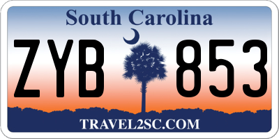 SC license plate ZYB853