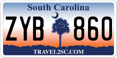 SC license plate ZYB860