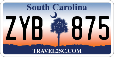 SC license plate ZYB875
