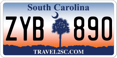 SC license plate ZYB890