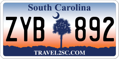 SC license plate ZYB892