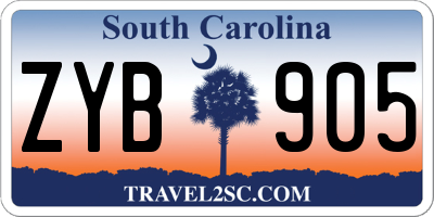 SC license plate ZYB905