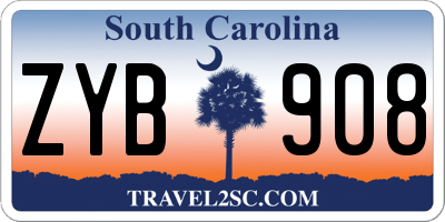 SC license plate ZYB908