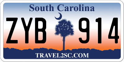 SC license plate ZYB914