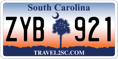 SC license plate ZYB921