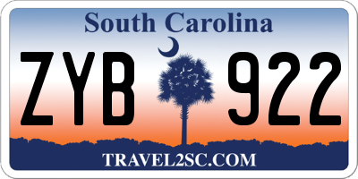 SC license plate ZYB922