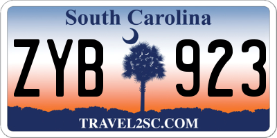 SC license plate ZYB923