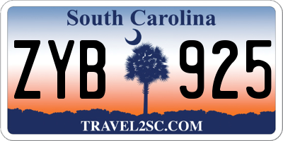 SC license plate ZYB925