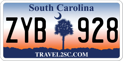 SC license plate ZYB928