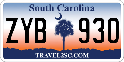 SC license plate ZYB930