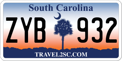 SC license plate ZYB932