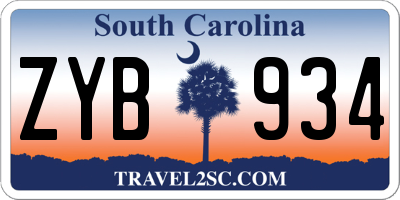 SC license plate ZYB934