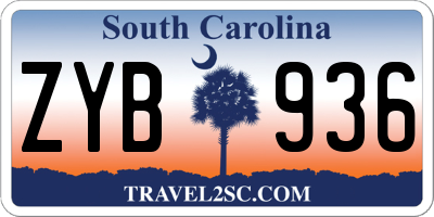 SC license plate ZYB936