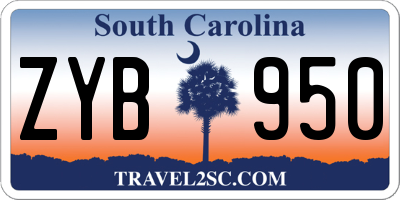 SC license plate ZYB950