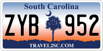 SC license plate ZYB952