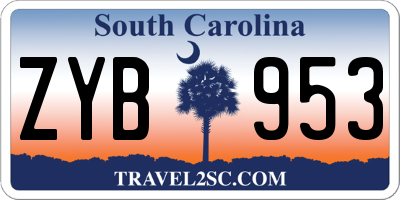 SC license plate ZYB953