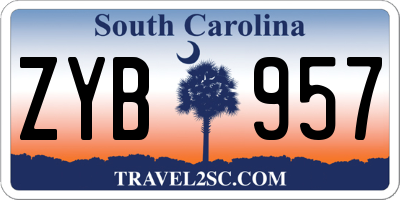 SC license plate ZYB957