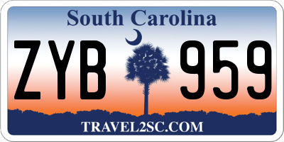 SC license plate ZYB959