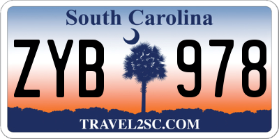 SC license plate ZYB978