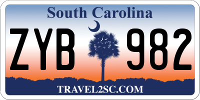 SC license plate ZYB982