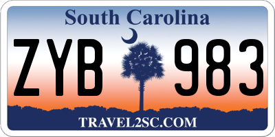 SC license plate ZYB983