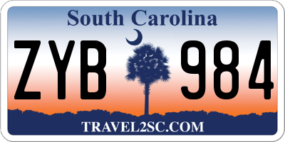SC license plate ZYB984