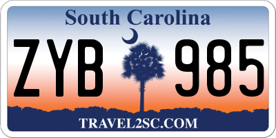 SC license plate ZYB985