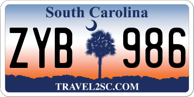 SC license plate ZYB986