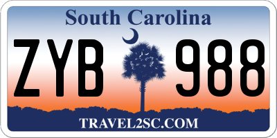 SC license plate ZYB988