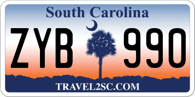 SC license plate ZYB990