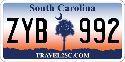SC license plate ZYB992
