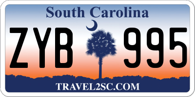 SC license plate ZYB995