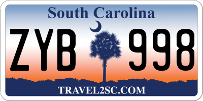 SC license plate ZYB998