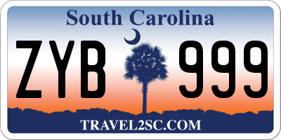 SC license plate ZYB999