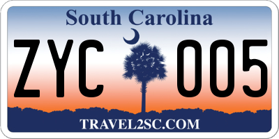 SC license plate ZYC005