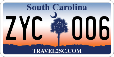 SC license plate ZYC006