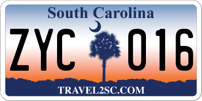 SC license plate ZYC016
