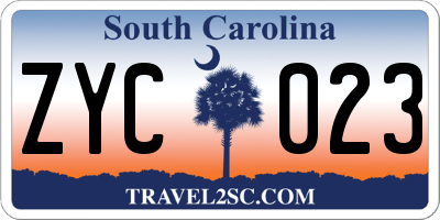 SC license plate ZYC023