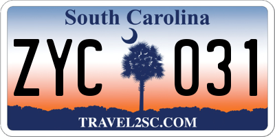 SC license plate ZYC031