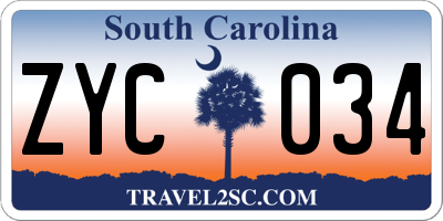 SC license plate ZYC034