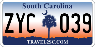 SC license plate ZYC039