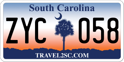 SC license plate ZYC058