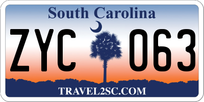 SC license plate ZYC063