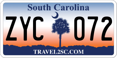 SC license plate ZYC072