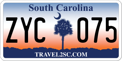 SC license plate ZYC075