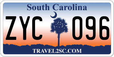SC license plate ZYC096