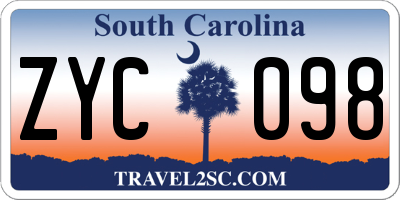 SC license plate ZYC098