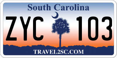 SC license plate ZYC103